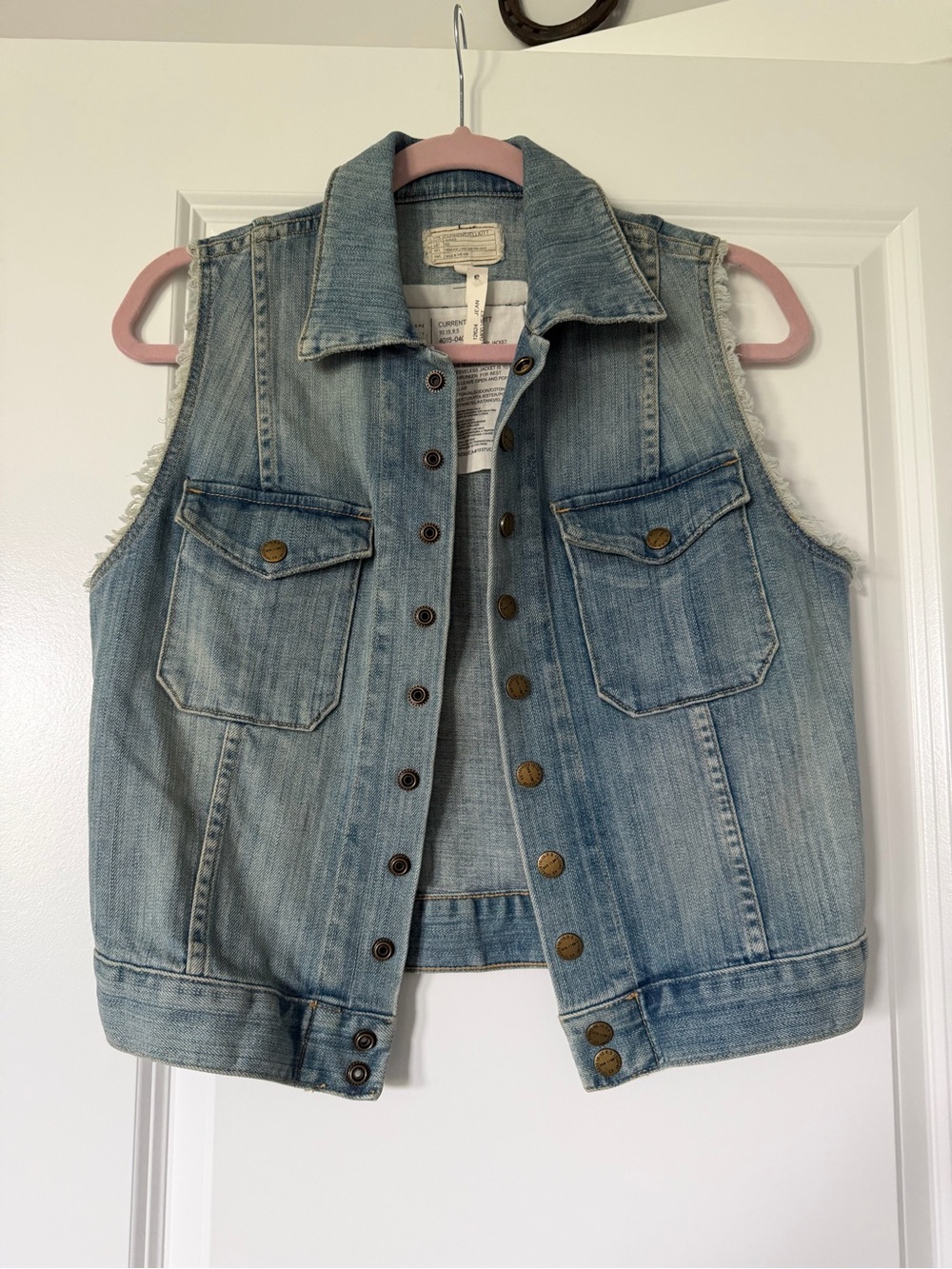 NWT Current/Elliott The Sleeveless Snap Denim Vest Jacket Size 2